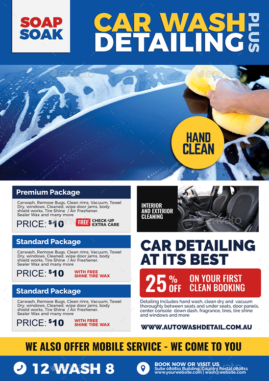 Car Wash Auto Cleaning Service Flyer by Artchery GraphicRiver
